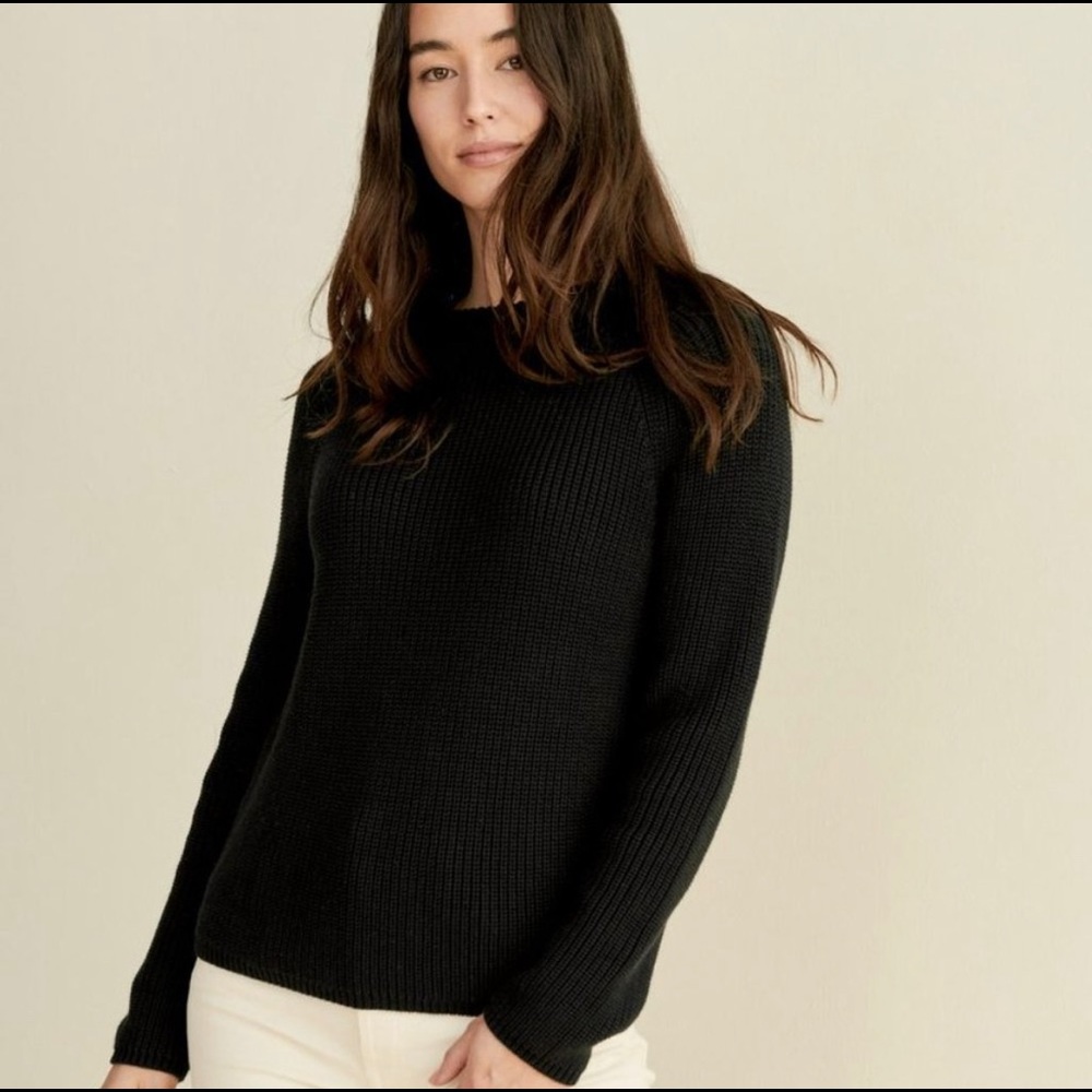 Jenni Kayne Cotton Fisherman Sweater Black